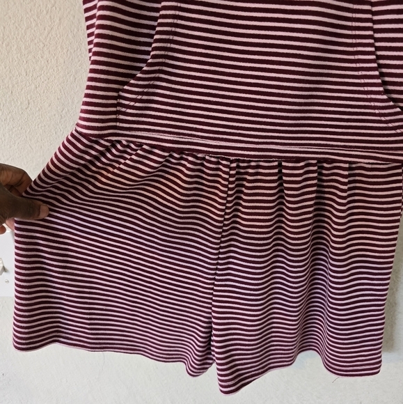 Hiatus Romper Women Sz M Striped Red White Layered Short Sleeve Pockets New - Picture 8 of 10